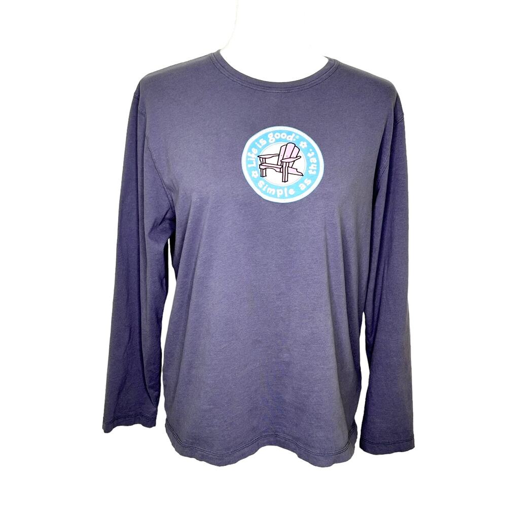 Life Is Good Gray Long Sleeve T-Shirt -Stained